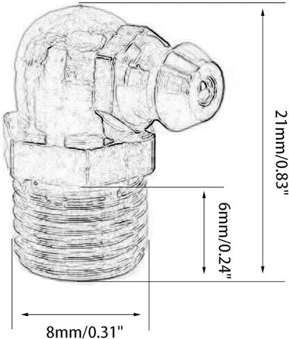 M6 x 1mm Metric Thread 90 Degree Angled Brass Hydraulic Zerk Grease Nipple Fitting，PACK OF 10 in Saudi Arabia