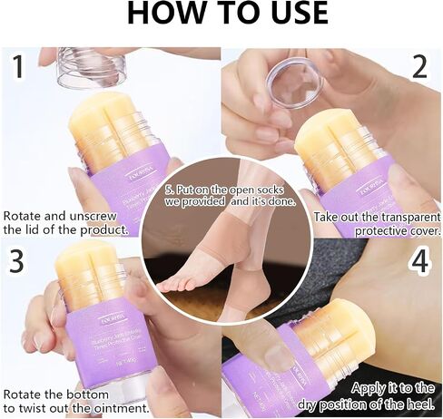 Moisturizing Socks for Cracked Heel Treatment，Heel Magic for Dry Skin or Rough Heels， with Shea Butter & Vitamin E,Lotion Silicone Toeless Socks, Comes with Heel Cream for Healthy Feet in Saudi Arabia