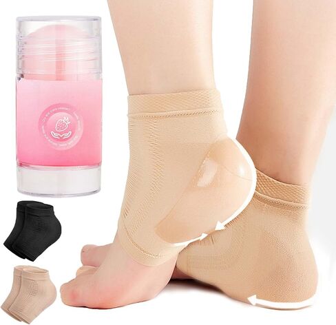 Moisturizing Socks for Cracked Heel Treatment，Heel Magic for Dry Skin or Rough Heels， with Shea Butter & Vitamin E,Lotion Silicone Toeless Socks, Comes with Heel Cream for Healthy Feet in Saudi Arabia