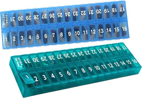 AM PM 31 Day Once-a Day Monthly Pill Planner Organizers - Large Compartment Pill Boxes Store Medications for Entire Month Plus Compartment for Extra Pills (AM/PM) (Am/Pm Black & Yellow) in Saudi Arabia