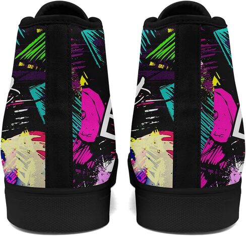 Womens High Top Fashion Sneakers Graffiti Black High Tops Canvas Shoes Clasicc Lace Up Walking Shoes Casual Tennis Shoes in Saudi Arabia