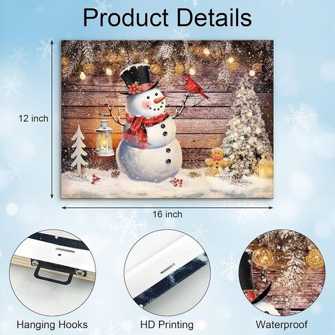Louise Maelys Christmas Canvas Wall Art with Wood Frames 12" x 16" Art Works Winter Poster Prints Farmhouse Snowman Hanging Wall Pictures Decoration for Holiday Living Room Bedroom Bathroom in Saudi Arabia