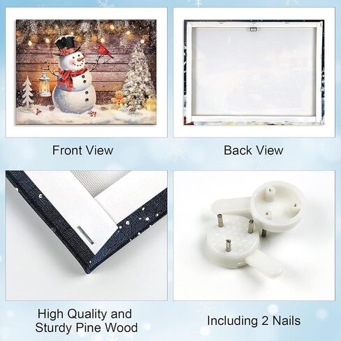 Louise Maelys Christmas Canvas Wall Art with Wood Frames 12" x 16" Art Works Winter Poster Prints Farmhouse Snowman Hanging Wall Pictures Decoration for Holiday Living Room Bedroom Bathroom in Saudi Arabia