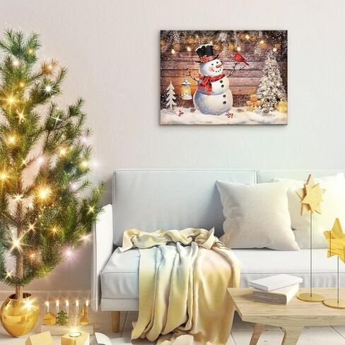Louise Maelys Christmas Canvas Wall Art with Wood Frames 12" x 16" Art Works Winter Poster Prints Farmhouse Snowman Hanging Wall Pictures Decoration for Holiday Living Room Bedroom Bathroom in Saudi Arabia