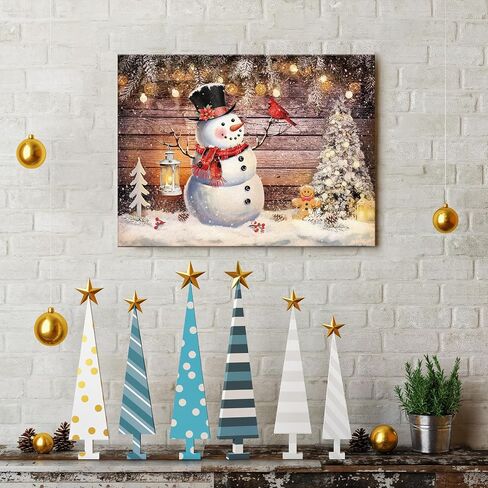Louise Maelys Christmas Canvas Wall Art with Wood Frames 12" x 16" Art Works Winter Poster Prints Farmhouse Snowman Hanging Wall Pictures Decoration for Holiday Living Room Bedroom Bathroom in Saudi Arabia