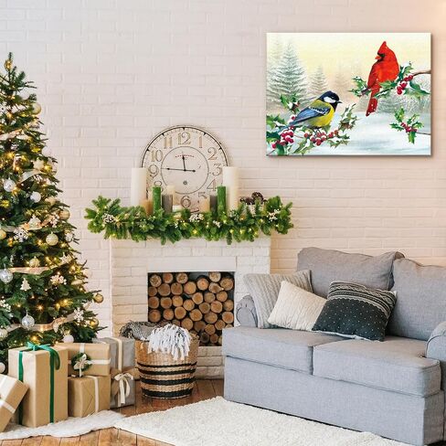 Louise Maelys Christmas Canvas Wall Art with Wood Frames 12" x 16" Art Works Winter Poster Prints Farmhouse Snowman Hanging Wall Pictures Decoration for Holiday Living Room Bedroom Bathroom in Saudi Arabia