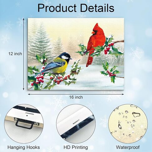 Louise Maelys Christmas Canvas Wall Art with Wood Frames 12" x 16" Art Works Winter Poster Prints Farmhouse Snowman Hanging Wall Pictures Decoration for Holiday Living Room Bedroom Bathroom in Saudi Arabia