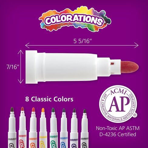Colorations Classic Markers, Conical Tip, 8 Bold Colors, Coloring, Paper, Posters, Drawing, Bold Colors, Home, Classroom, School Supplies, Art Supplies, Craft Projects, Children, Gift, Assorted Set in Saudi Arabia