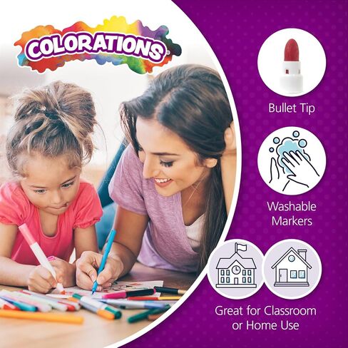 Colorations Classic Markers, Conical Tip, 8 Bold Colors, Coloring, Paper, Posters, Drawing, Bold Colors, Home, Classroom, School Supplies, Art Supplies, Craft Projects, Children, Gift, Assorted Set in Saudi Arabia