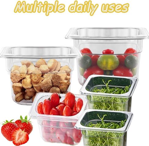 12PCS Clear Food Storage Container 1/6 Size 6 Inch Deep Plastic Food Pan with Lids Salad Bar Containers for Restaurant,Commercial,Hotel,Fruits,Vegetables,Beans in Saudi Arabia