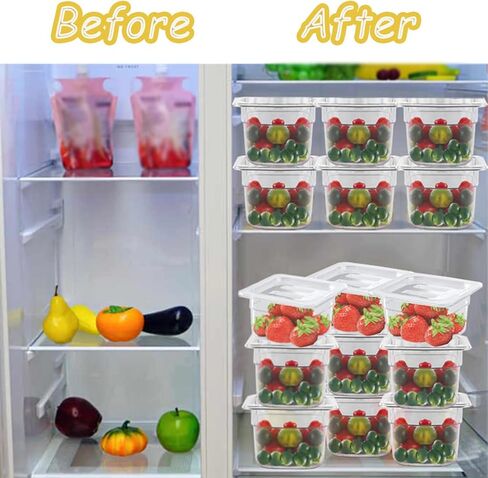 12PCS Clear Food Storage Container 1/6 Size 6 Inch Deep Plastic Food Pan with Lids Salad Bar Containers for Restaurant,Commercial,Hotel,Fruits,Vegetables,Beans in Saudi Arabia