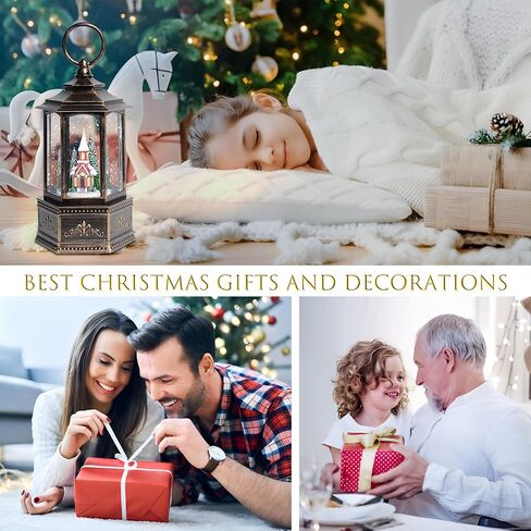 Christmas Snow Globes, 9.37" Church Glitter Water Lantern with Song, 6H Timer Battery & USB Powered Music Box for Christmas Decorations Indoor in Saudi Arabia