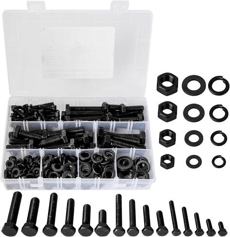 SHAOHUA 328PCS M3/M4/M5/M6/M8/M10/M12 Metric Bolt Assortment Kit, 304 Stainless Steel Heavy Duty Flat Hex Head Screws Bolts and Nuts Kit, Nuts Flat Gasket and Lock Washers Assortment Kit(Silver) in Saudi Arabia