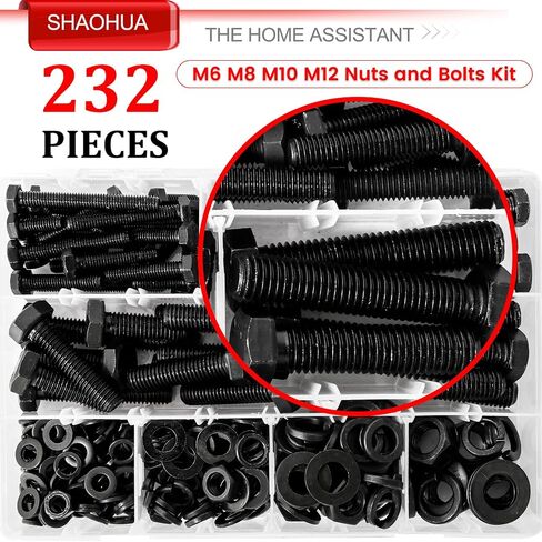 SHAOHUA 328PCS M3/M4/M5/M6/M8/M10/M12 Metric Bolt Assortment Kit, 304 Stainless Steel Heavy Duty Flat Hex Head Screws Bolts and Nuts Kit, Nuts Flat Gasket and Lock Washers Assortment Kit(Silver) in Saudi Arabia