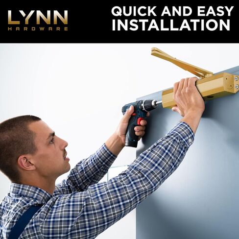 LYNN HARDWARE باب سكني/تجاري خفيف خفيف/متوسط ​​التحمل - DC5003 مثبت على السطح، باب ألومنيوم أقرب، إغلاق قابل للتعديل، درجة 2 وUL 3 ساعات مقاومة للحريق - US4 نحاس ساتان/ذهبي in Saudi Arabia