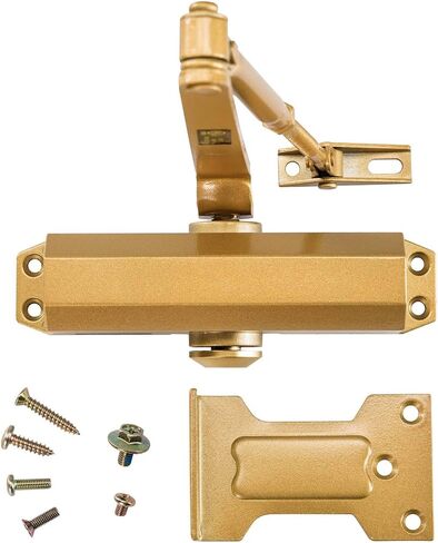 LYNN HARDWARE باب سكني/تجاري خفيف خفيف/متوسط ​​التحمل - DC5003 مثبت على السطح، باب ألومنيوم أقرب، إغلاق قابل للتعديل، درجة 2 وUL 3 ساعات مقاومة للحريق - US4 نحاس ساتان/ذهبي in Saudi Arabia