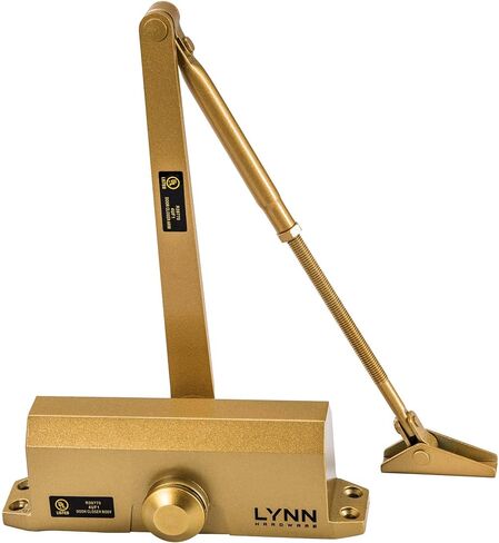 LYNN HARDWARE باب سكني/تجاري خفيف خفيف/متوسط ​​التحمل - DC5003 مثبت على السطح، باب ألومنيوم أقرب، إغلاق قابل للتعديل، درجة 2 وUL 3 ساعات مقاومة للحريق - US4 نحاس ساتان/ذهبي in Saudi Arabia