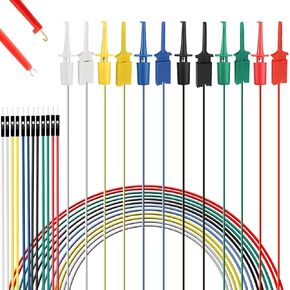 12PCS Test Hook Clip with Dupont Wire Male Headers(6PCS Test Hook and 6PCS Test Clip) for Electrical Testing 6 Color 20cm
