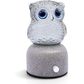 DAROMA Handcrafted Pottery Stone & Glass Essential Oil Diffuser, Owl Portable Waterless Aromatherapy with Auto Off, Adjustable Brightness, Ideal for Home, Office, Bedroom, Gift