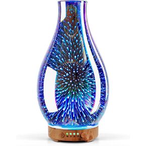 Porseme 100ml Gold-Plated Volcano Essential Oil Diffuser 3D Glass - Elegant and Effective Aromatherapy with 7 Color Changing LEDs and Waterless Auto-Off, BPA Free for Home Yoga Leisure SPA Gift 100ml
