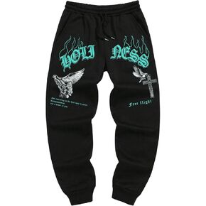 GORGLITTER Men's Graphic Sweatpants Elastic Drawstring Waist Gym Joggers Pants with Pockets