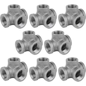 PIPE DÉCOR 3/8 Inch Side Outlet Tee Malleable Cast Iron, Authentic Industrial Fitting, Pipe Components for Building Tables, Chairs, Shelving and Custom Furniture Three Eighth Inches (8 Pack)