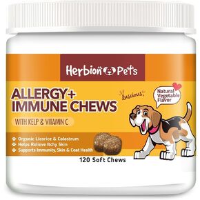Herbion Pets Digestive Support Chews with Probiotics and Enzymes, 120 Soft Chews - with Daily Digestive Enzymes - for Improved Gut Health - Minimum 2 Billion CFUs - Made in USA - for Dogs 12 Weeks+ in Kuwait