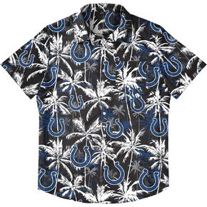 FOCO Men's Indianapolis Colts NFL Team Logo Aloha Tropical Button Up Shirt, Black Floral