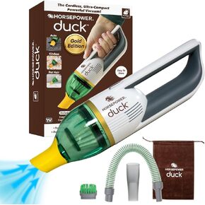 Duck Compact Cordless Vacuum by Horsepower, Gold Edition, Ultra-Powerful Upgraded Battery for Extra-Long Run Time, AS-SEEN-ON-TV, Strong Suction, Easy to Store, Portable & Rechargeable. Home & Auto