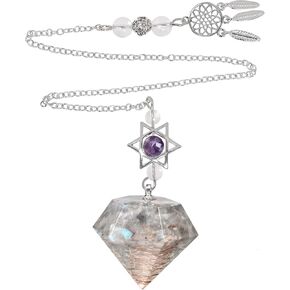 Rockcloud Stone Pendulum for Dowsing Divitation Meditation Reiki Healing Energy Balancing with Dream Catcher, Amethyst Crystal