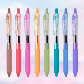 WRITECH Gel Pens Fine Point: 0.7mm Black Ink Retractable 6ct Smooth Writing with Aesthetic Gradient Color Barrel for Journaling Note Taking Silent Click No Smear Nebula Pen Set