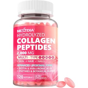 Hydrolyzed Collagen Peptides Pills for Women 2000mg Liposomal Form Type I, II, III, V, X for Optimal Absorption, Multi Collagen Softgels, Collagen Supplements with Hair, Skin & Nails Vitamins 120 Cts