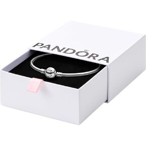 PANDORA Jewelry Bangle Charm Sterling Silver Bracelet, 7.5", With Gift Box
