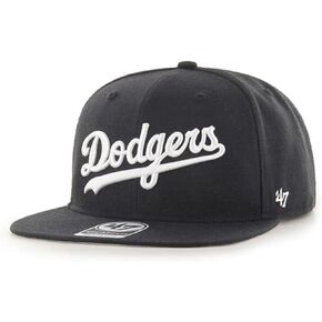 '47 Los Angeles Dodgers Hat Mens Womens Adjustable Baseball Cap, Dodgers Script Logo, Structured Fit, Black/White, One Size