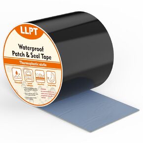 LLPT Waterproof Patch and Seal Tape 4" x 13 Ft Extra Thick Adhesive Layer UV Resistant Backing Permanent Bond Instant Seals for Repairing Gaps Holes Cracks Tears White (PST62110WT4)