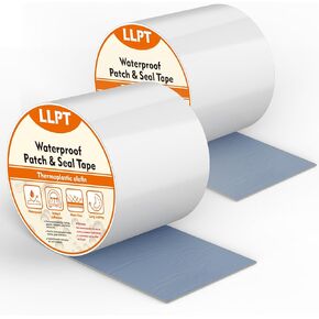 LLPT Waterproof Patch and Seal Tape 4" x 13 Ft Extra Thick Adhesive Layer UV Resistant Backing Permanent Bond Instant Seals for Repairing Gaps Holes Cracks Tears White (PST62110WT4) in Kuwait