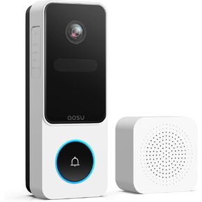 AOSU Doorbell Camera Wireless - Head-to-Toe View, Intelligent Package Detection, 2.4G Wi-Fi Video Doorbell with Chime, No Monthly Fees, Smart Human Detection, Works with Alexa and Google Assistant