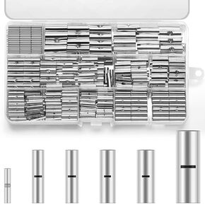 600 Pcs Non Insulated Butt Connectors Kit Uninsulated Butt Splice Connectors Non Insulated Wire Connectors AWG 24-8 Wire Crimp Connectors Non Insulated Ring Terminal Kit for Electrical Wire