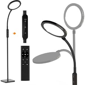 Light Therapy Lamp, Adjustable Brightness and Color 10000 Lux Sun Lamp, with Remote Control and Flexible Gooseneck Sunlight Lamp, 4 Timers & Memory Function Floor Lamp for Reading/Office/Home