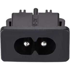 uxcell C8 Panel Mount Plug Adapter AC 250V 2.5A 2 Pins IEC Inlet Module Plug Power Socket Straight Pack of 7