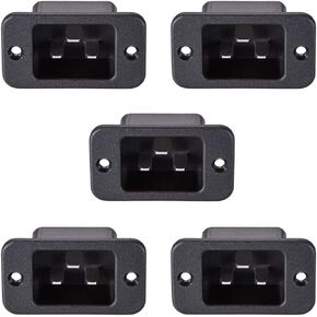 uxcell® C20 Panel Mount Plug Adapter AC 250V 16A 3 Pins IEC Inlet Module Plug Power Connector Socket Staight Pack of 5