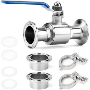 TAISHER 1PCS 304 Stainless Steel 2.5" Tube OD Sanitary Ball Valve Kit 2.5" Tri Clamp 77.5MM Ferrule Flange