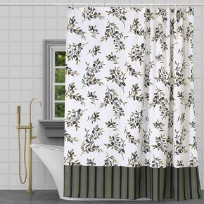CAIT CHAPMAN HOME COLLECTION Water Repellent Spill Bead Up Fabric Shower Curtain Set 70"x72" with 12 Hooks, 100% Polyester (Flower Panel)