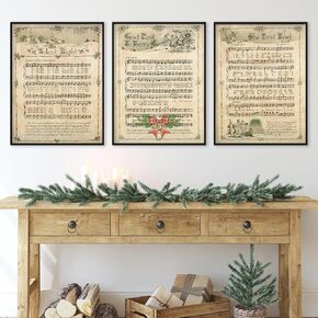 AnyDesign 3Pcs Christmas Carols Sheets Wall Art Prints Vintage Xmas Art Poster Aesthetic Christmas Posters Room Decor for Xmas Winter Gallery Living Room Bathroom Wall Decor(UNFRAMED, 12x16in)