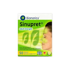 Sinupret Adult Strength Sinus + Immune Support All Natural, Fast Acting Herbal Nasal Passage & Immunity Boost Supplement with Verbena & Elder Flower - 50 Tablets in Kuwait