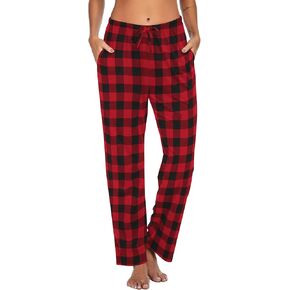 Ekouaer Women Pajama Pants Comfy Pj Bottom with Pockets Stretch Plaid Sleepwear