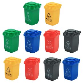 10Pcs Creative Trash Can Miniature Mini Trash Bin Sorting Bucket Scene Ornament