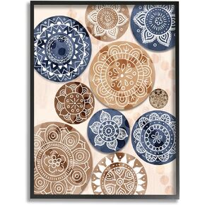 Stupell Industries Lively Mandala Paisley Shapes Pattern Blue Brown, Design by Ziwei Li