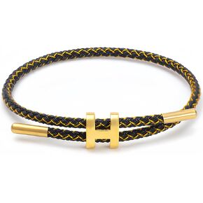 Nayubo Simple Titanium Rope Steel Wire Bracelet with Adjustable Design Polished H Shape Buckle Bracelet Outdoor Casual Minimalist Fashion Gift for Women Men (Black)