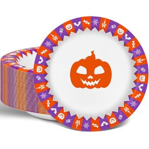 Ginkgo Thanksgiving Paper Plates, 30 Count Disposable Dessert Serving Party Platters, Fall Autumn Harvest Party Supply Thanksgiving Decor, 8.5 Inch